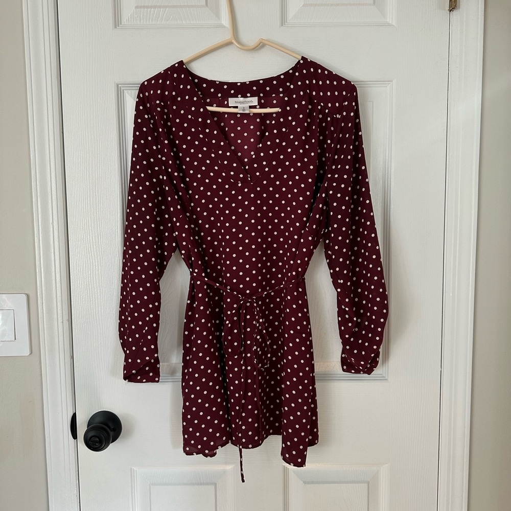 Motherhood Maternity Burgundy Polka Dot Blouse